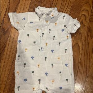 Janie and Jack White Safari Linen Romper